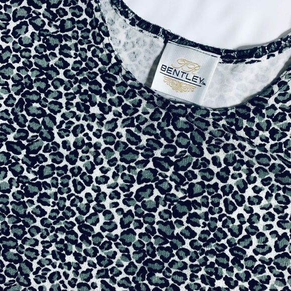 Vintage Bentley black/gray leopard animal print nylon spandex blend mobwife top - Picture 5 of 6